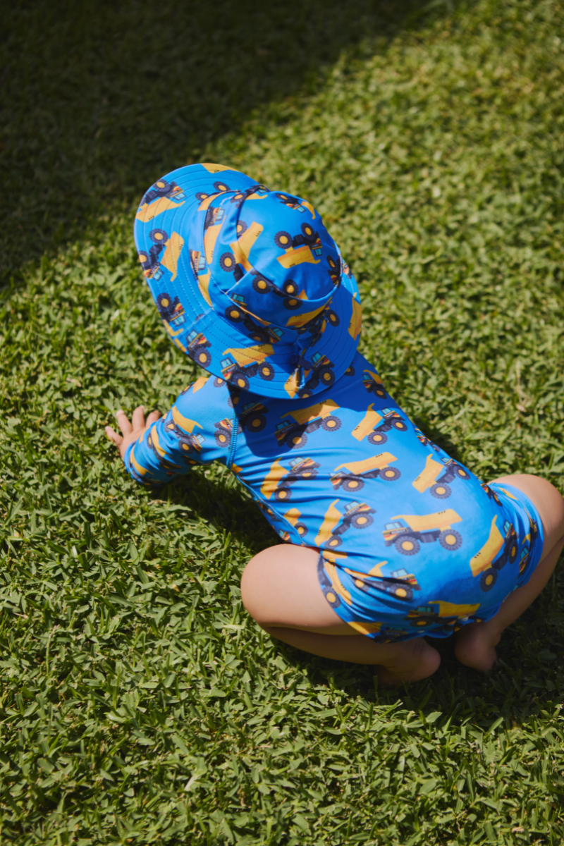 Children's swimsuit set, children's bodysuit, children's shorts and swimming bob in Petits Dumpers UPF 50+