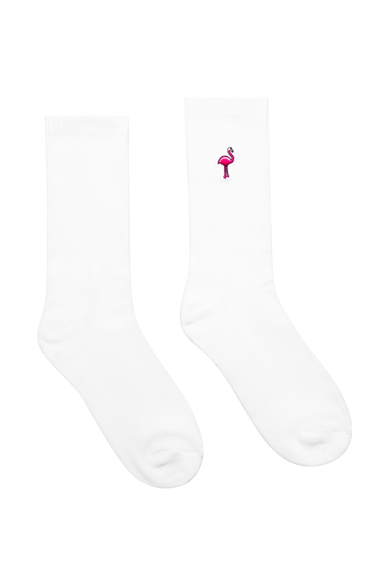 Sportsocken in weiß mit Flamingo