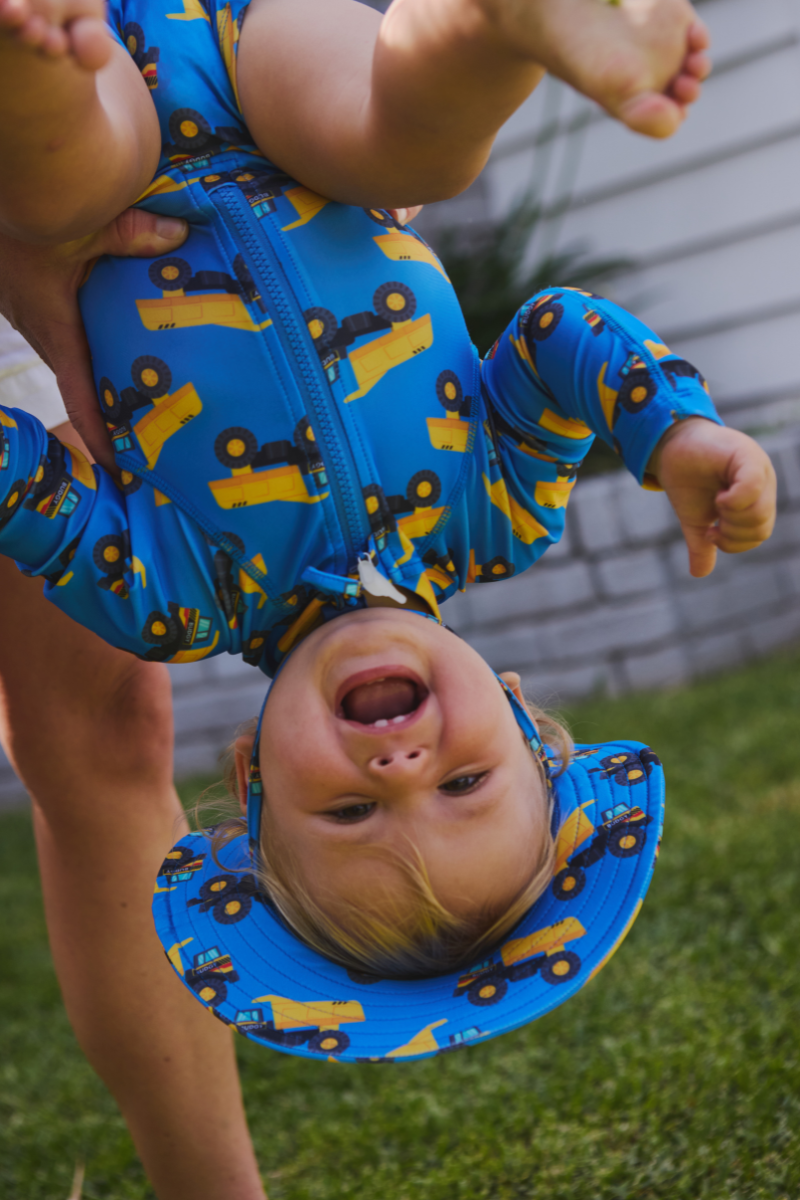 Children's swimsuit set, children's bodysuit, children's shorts and swimming bob in Petits Dumpers UPF 50+