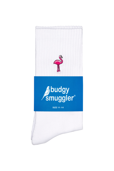 Sportsocken in weiß mit Flamingo