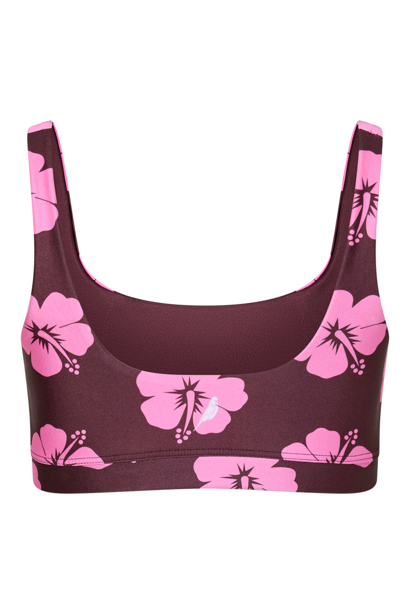Haut Palm Beach en Hibiscus Rose et Marron