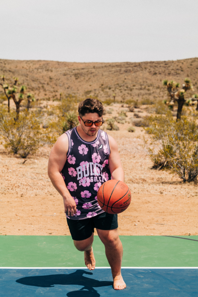 Maillot de Basket en Hibiscus Rose et Marron