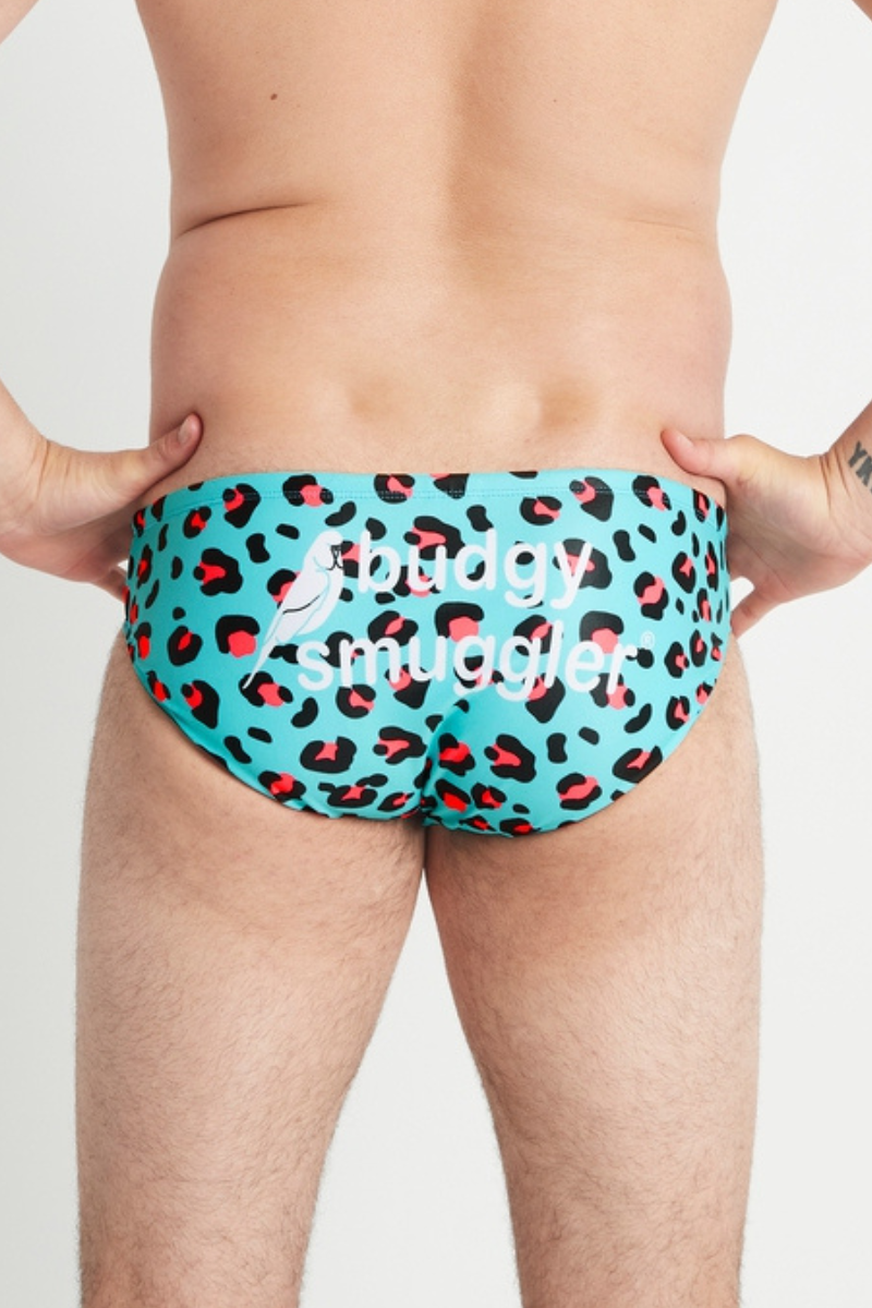 Mens cheetah print swim trunks shop