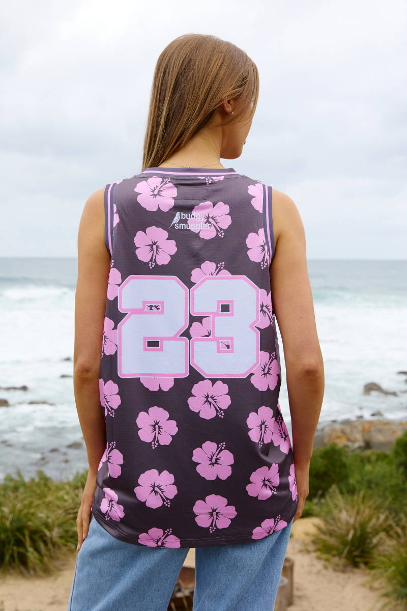 Maillot de Basket en Hibiscus Rose et Marron