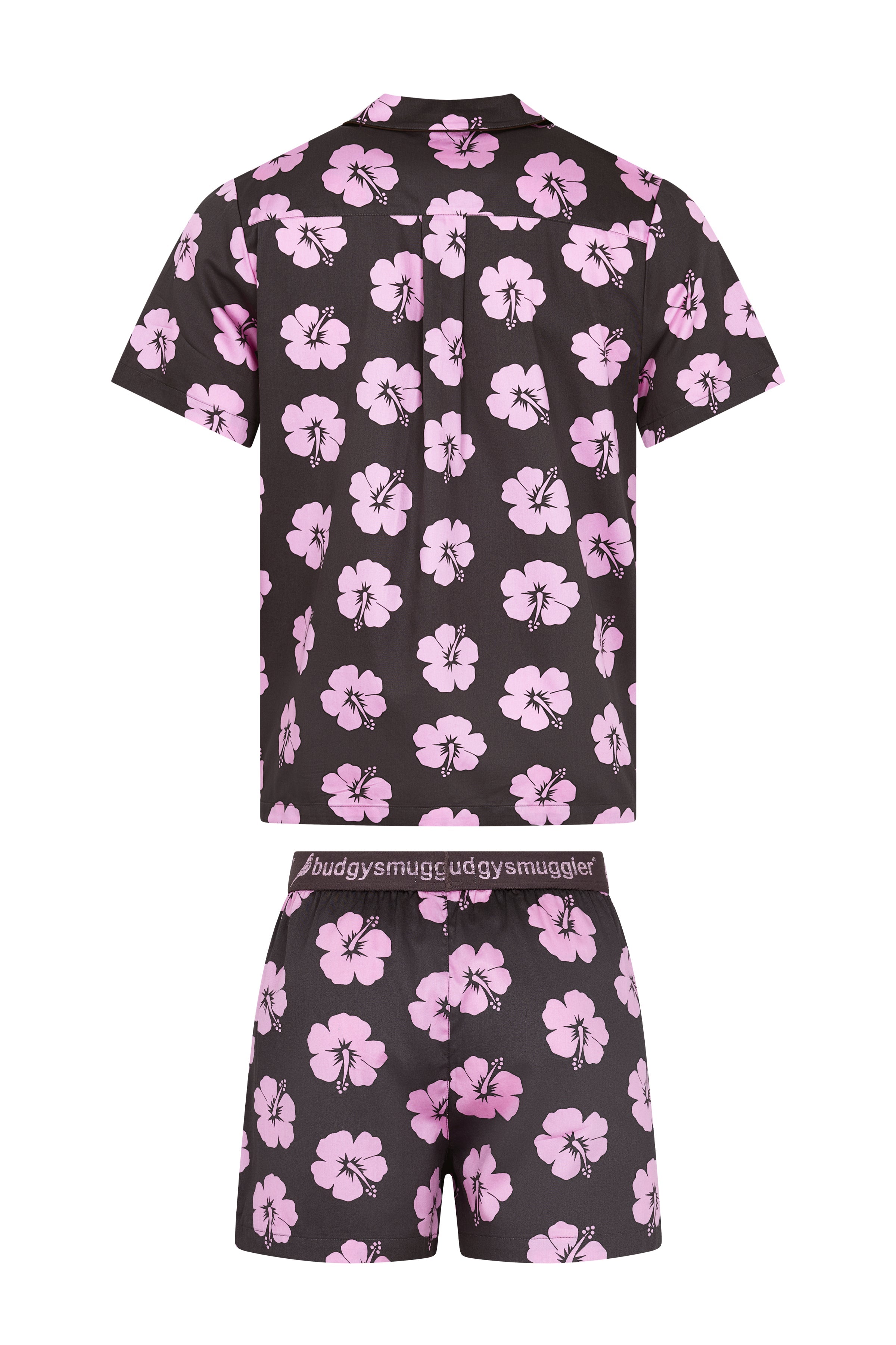 Pyjama Hommes en Hibiscus Rose et Marron