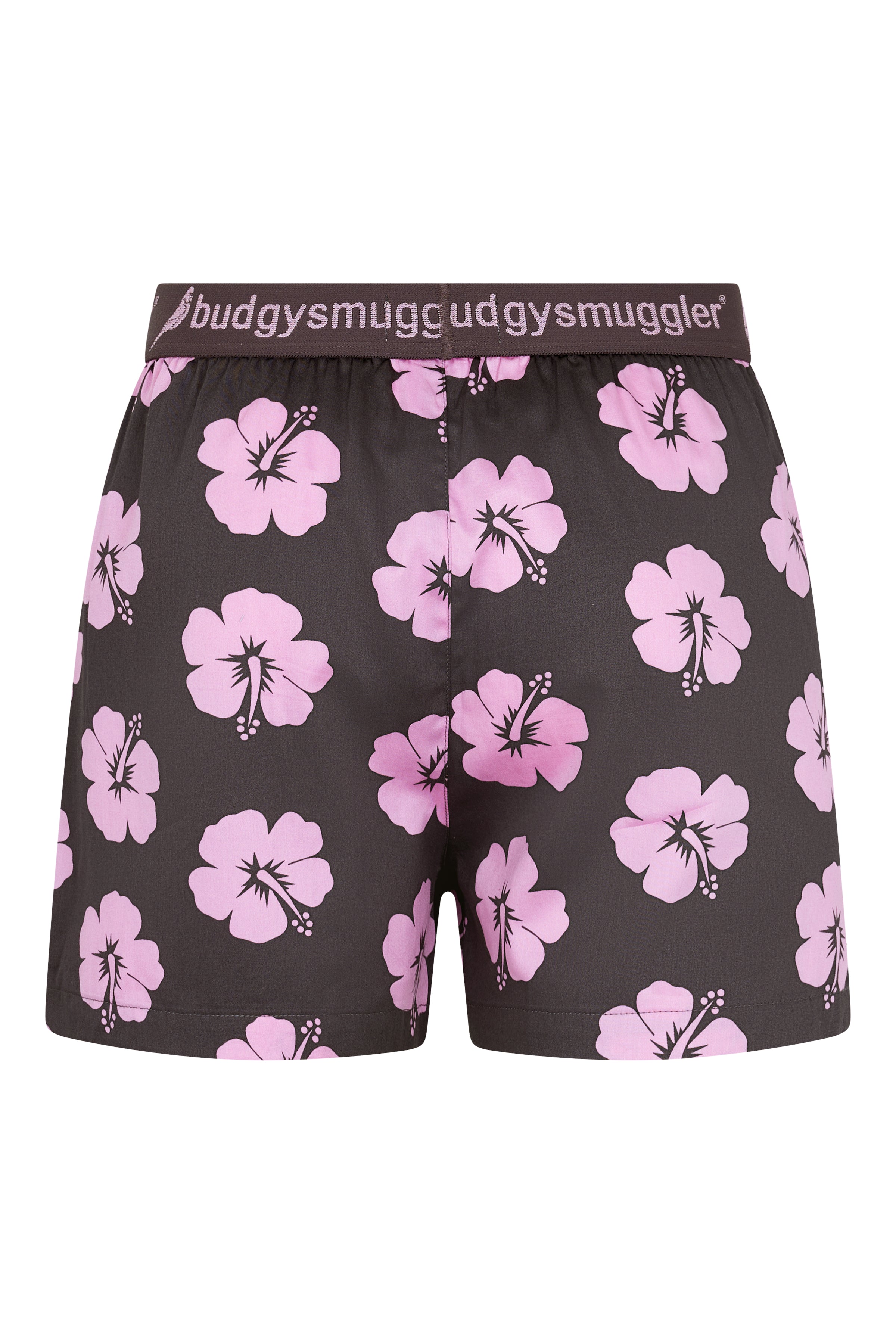 Men's Pink and Brown Hibiscus Pajama Bottoms