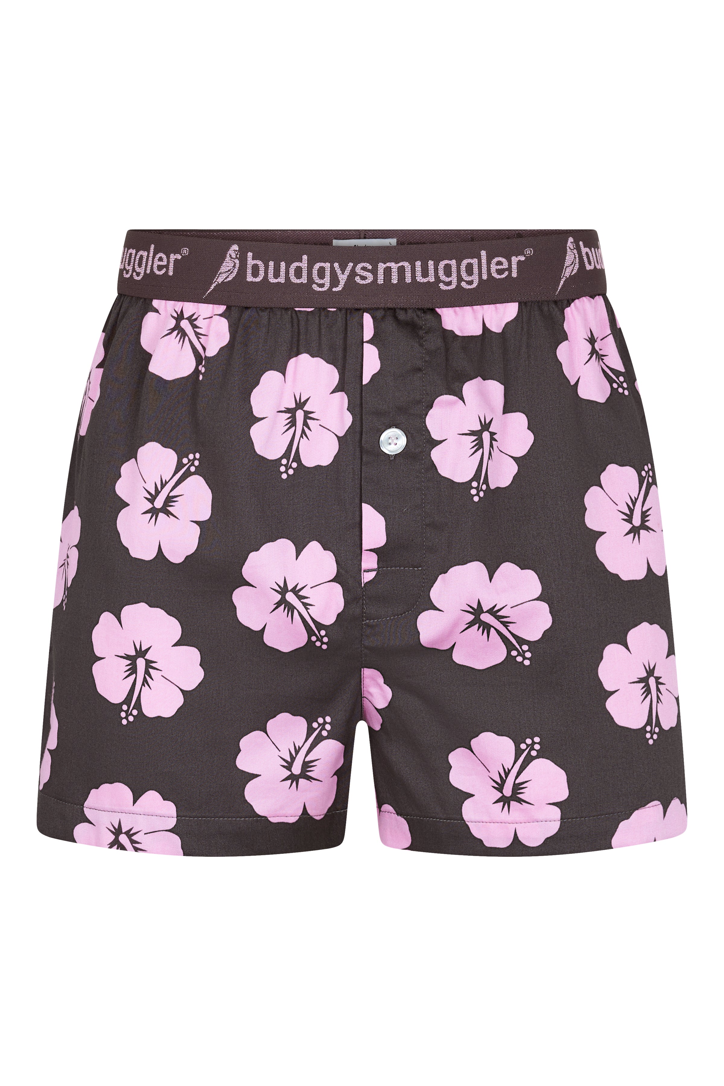 Men's Pink and Brown Hibiscus Pajama Bottoms