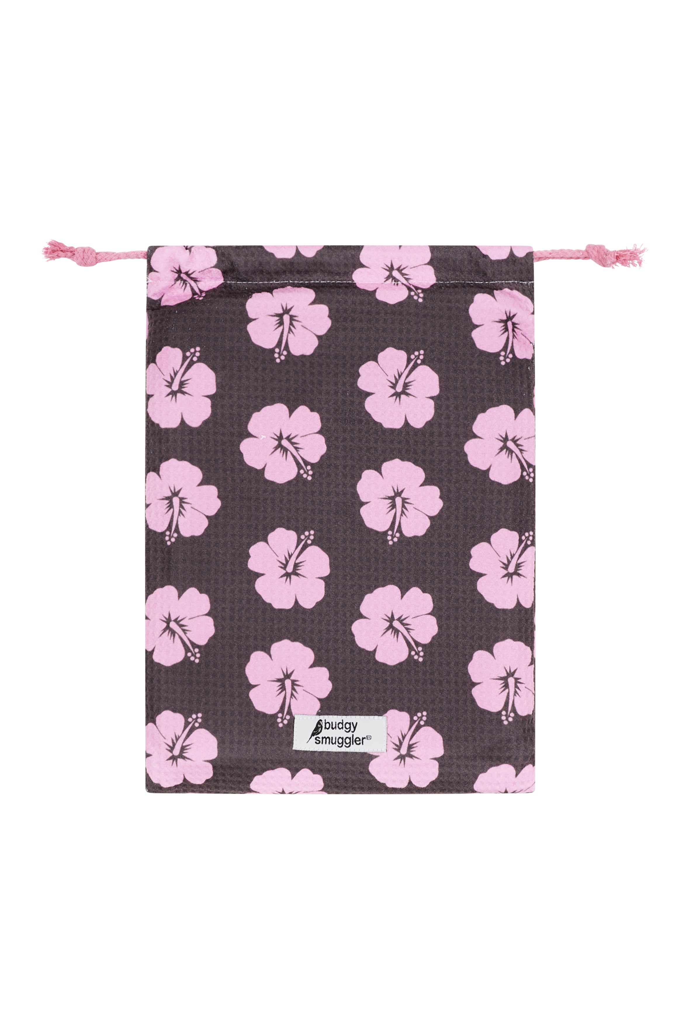 Serviette de Plage Double Face en Hibiscus Rose et Marron | Logo Latéral