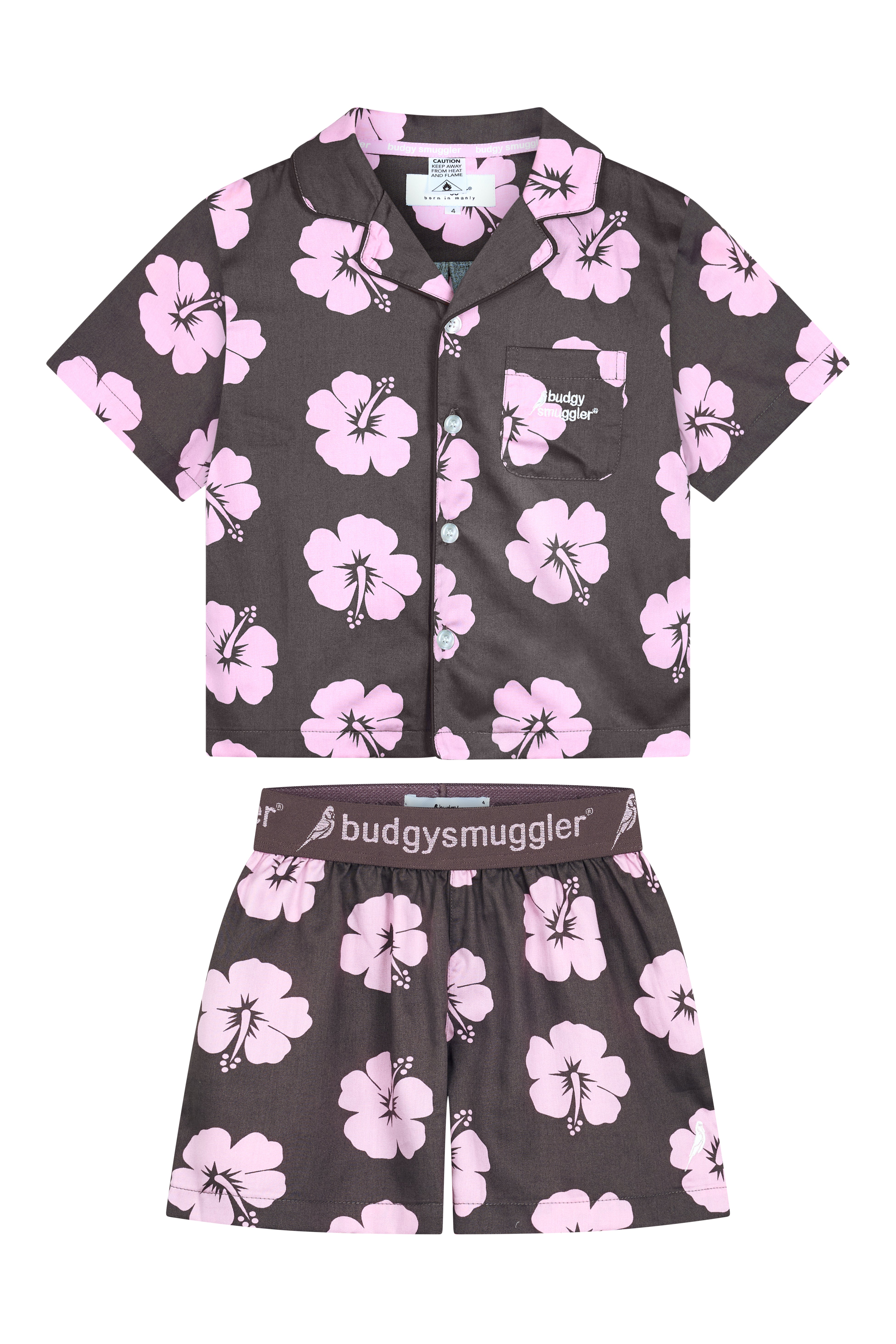 Pyjama Enfants en Hibiscus Rose et Marron