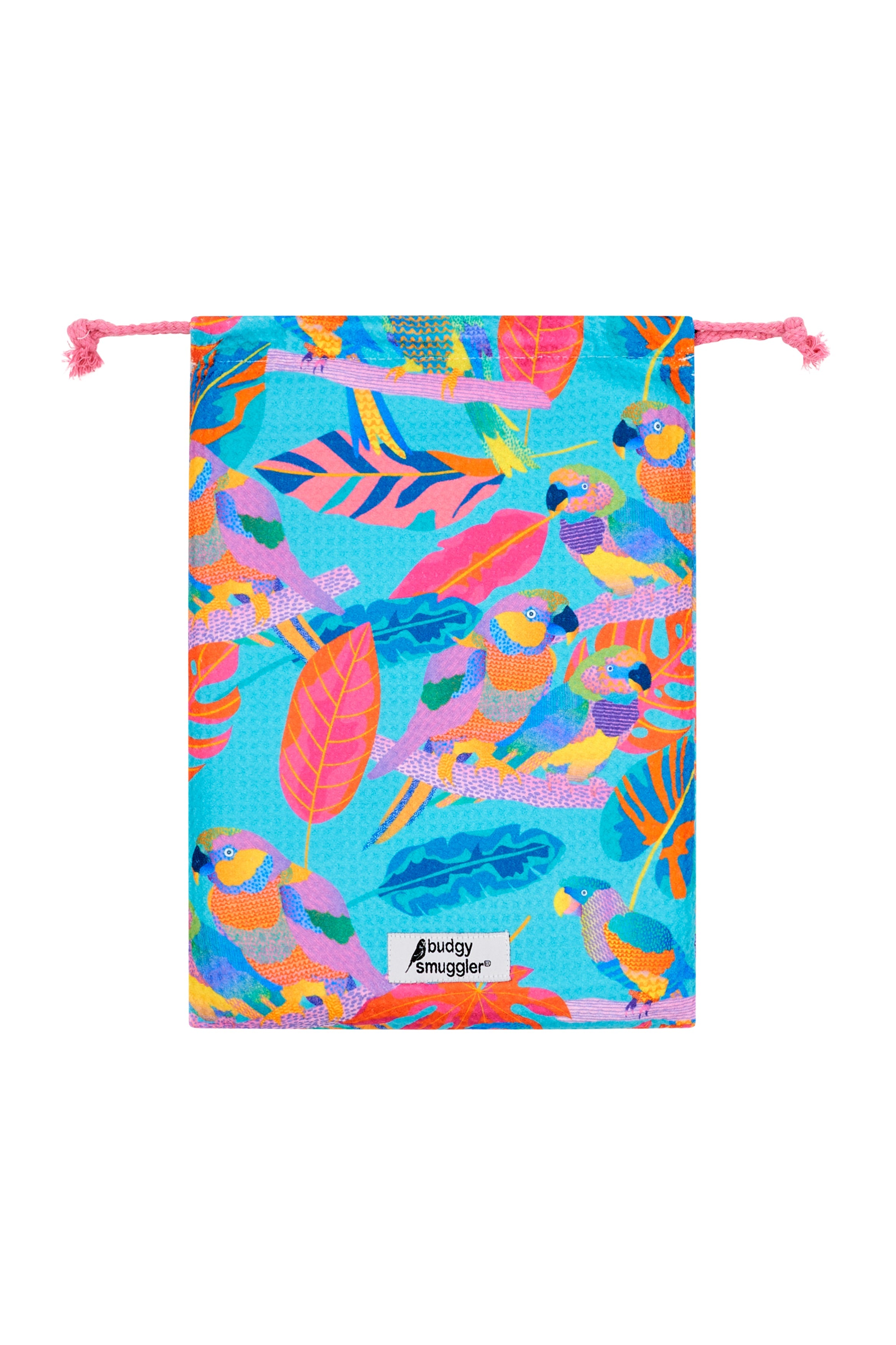 Serviette de Plage Double Face en Electro Perroquets | Logo Central