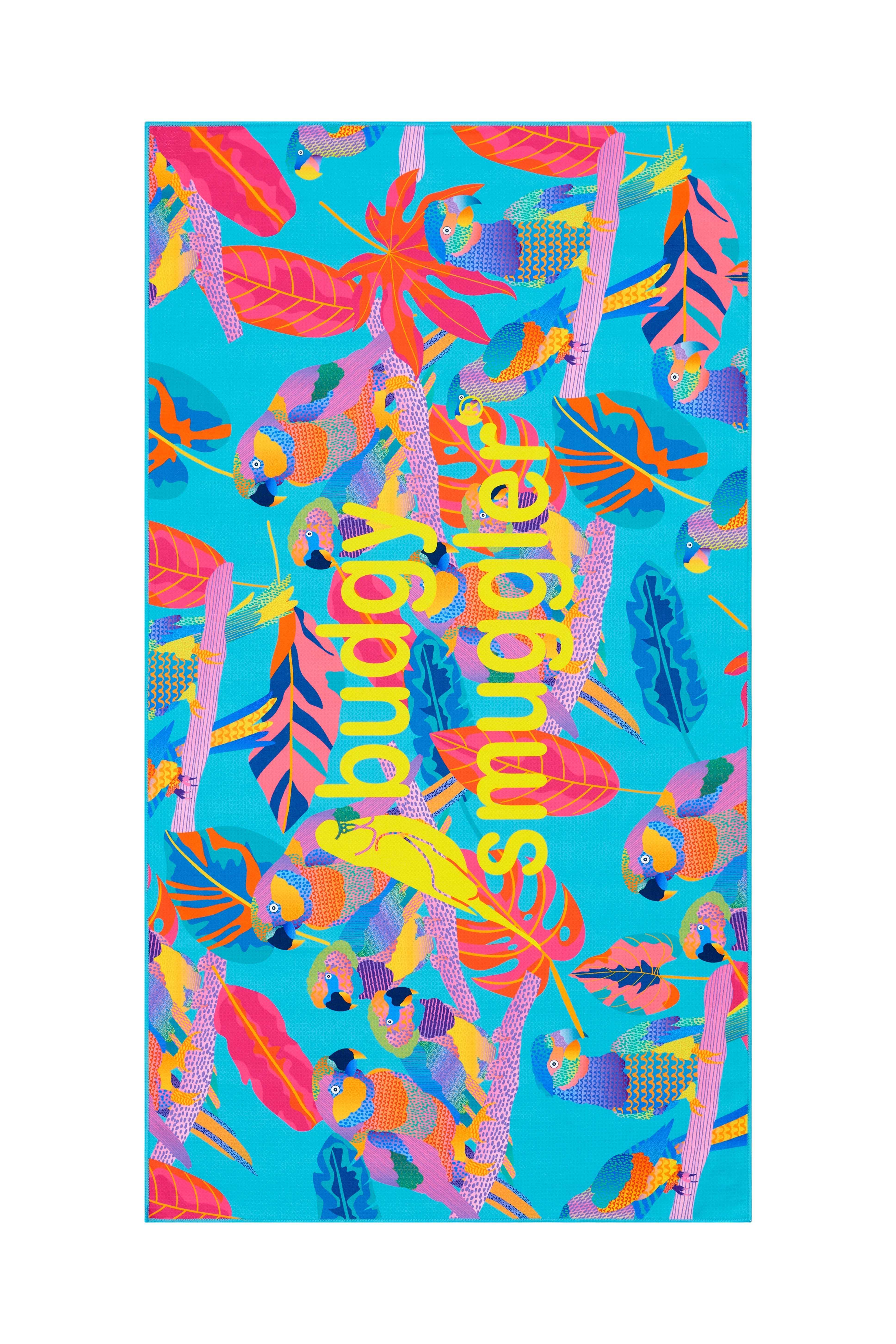 Double-Sided Electro Parrot Beach Towel | Central Logo
