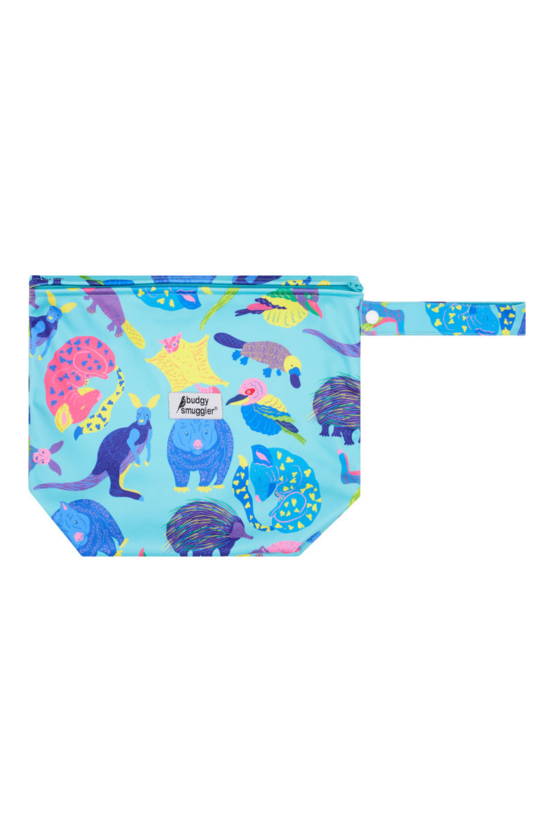 Children's swimsuit set, children's bodysuit, children's shorts and swimming hat in Australian Fauna UPF 50+