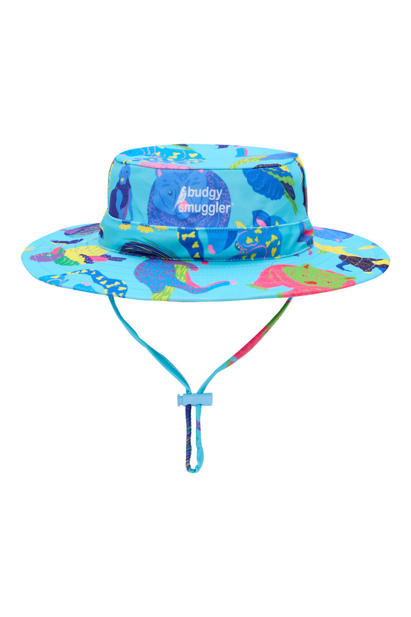 Children's swimsuit set, children's bodysuit, children's shorts and swimming hat in Australian Fauna UPF 50+