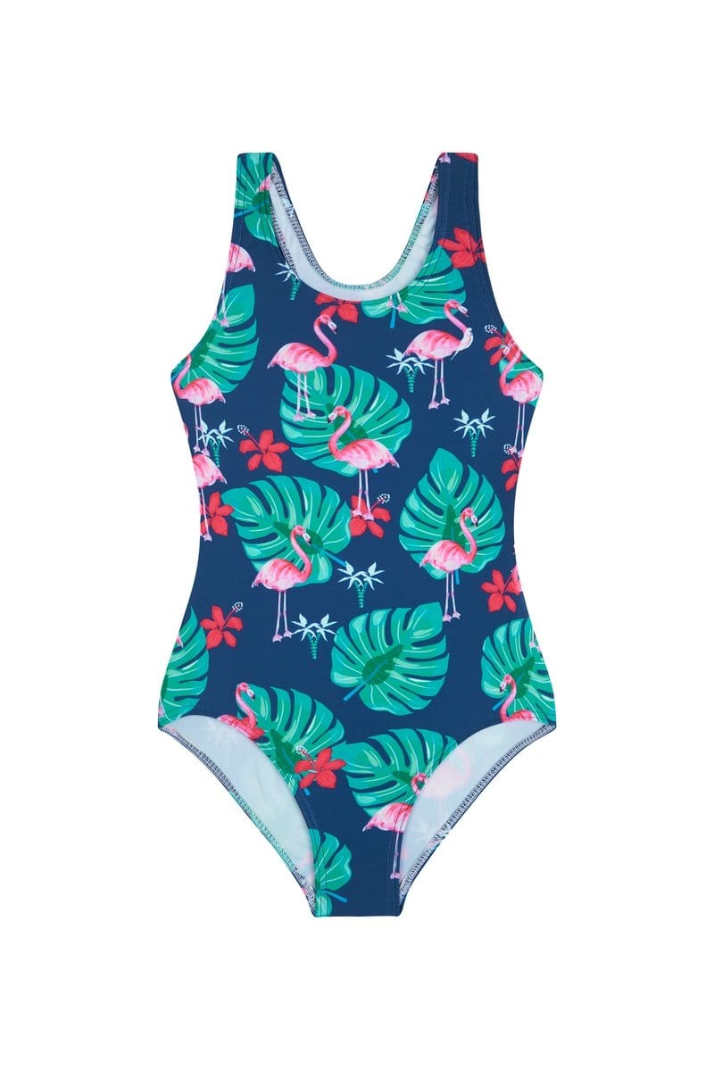 Girl's One Piece in Flamingoes
