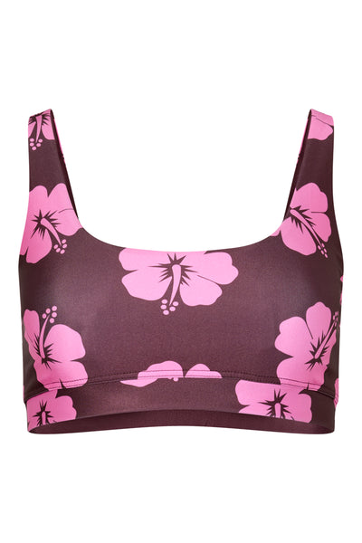 Haut Palm Beach en Hibiscus Rose et Marron