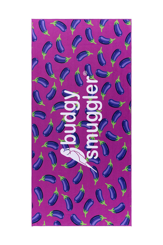 Serviette de Plage Double Face en Aubergine Obscène | Logo Central