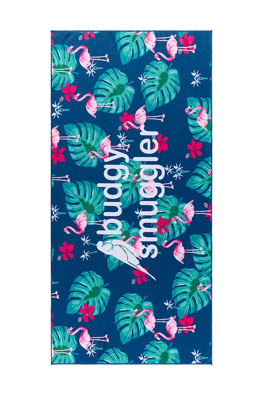 Serviette de Plage Double Face en Flamingoes | Logo Central