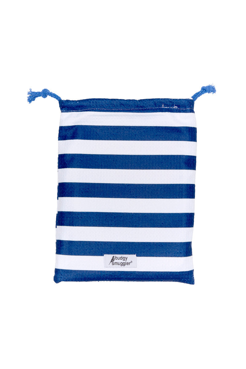 Serviette de Plage Double Face en Rayures Marines | Logo Central