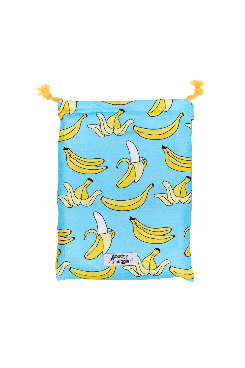 Serviette de Plage Double Face en Bananes Bleues | Logo Latéral