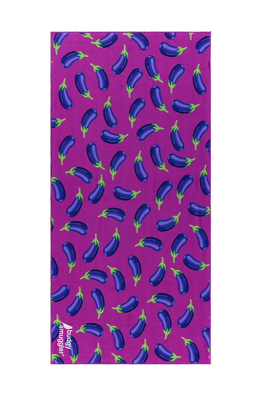 Serviette de Plage Double Face en Aubergine Obscène | Logo Latéral