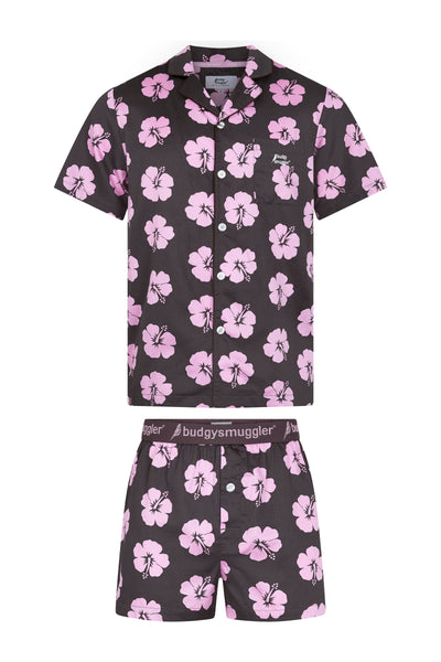 Pyjama Hommes en Hibiscus Rose et Marron
