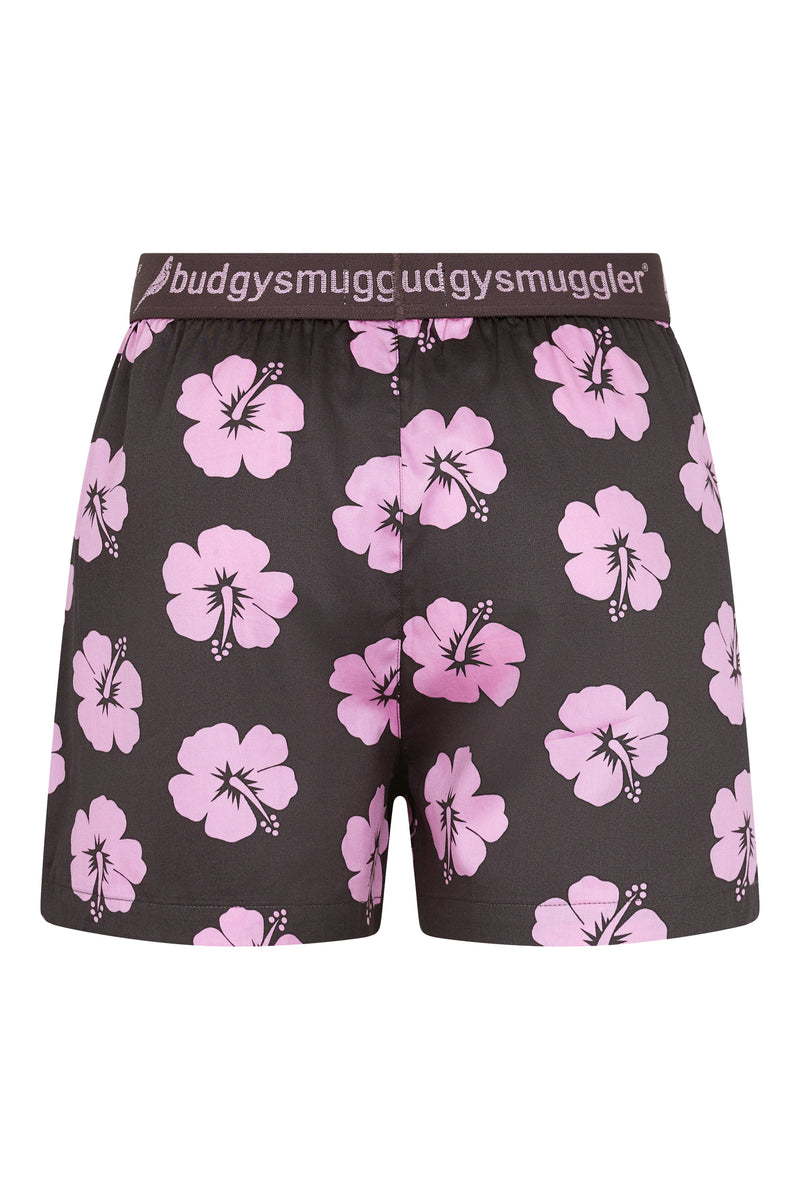 Rosa und brauner Hibiskus-Pyjama für Herren