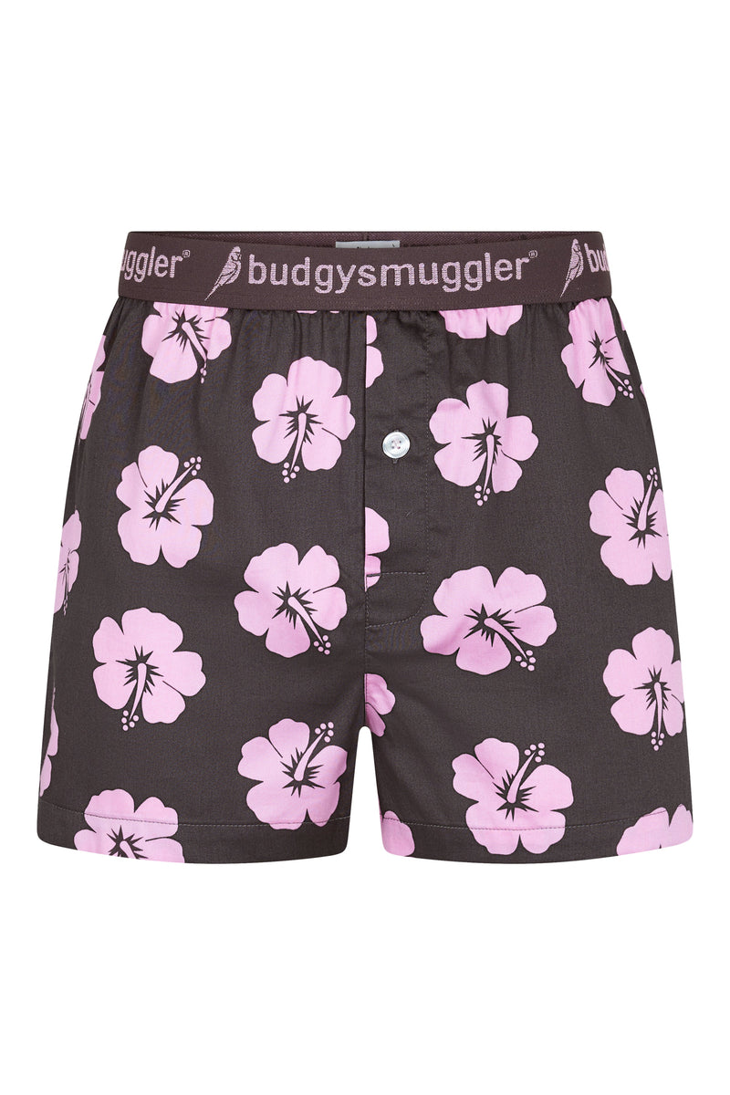 Rosa und brauner Hibiskus-Pyjama für Herren