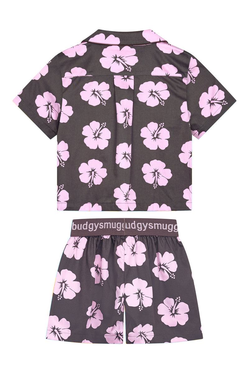 Pyjama Enfants en Hibiscus Rose et Marron