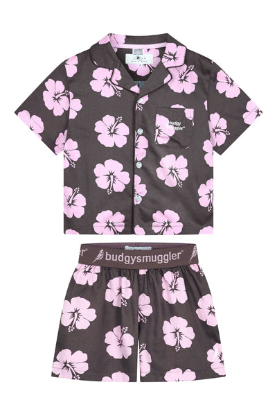 Pyjama Enfants en Hibiscus Rose et Marron