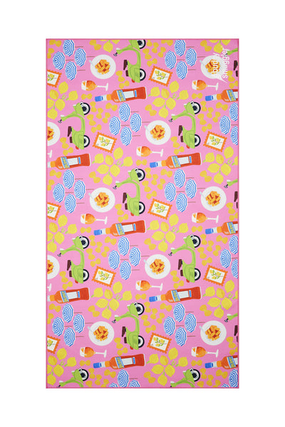 Serviette de Plage Double Face en Amalfi Rose | Logo Latéral