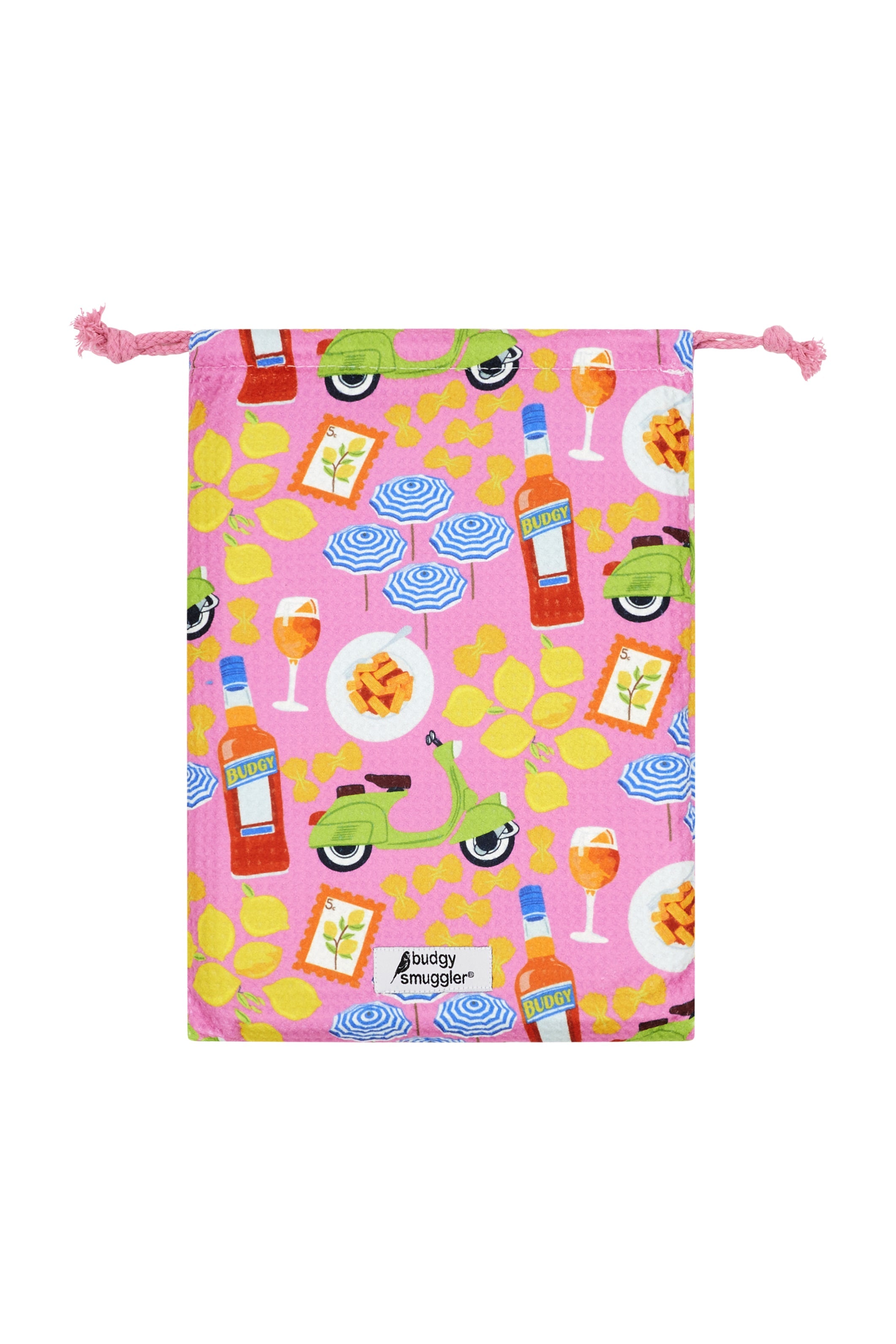Serviette de Plage Double Face en Amalfi Rose | Logo Latéral