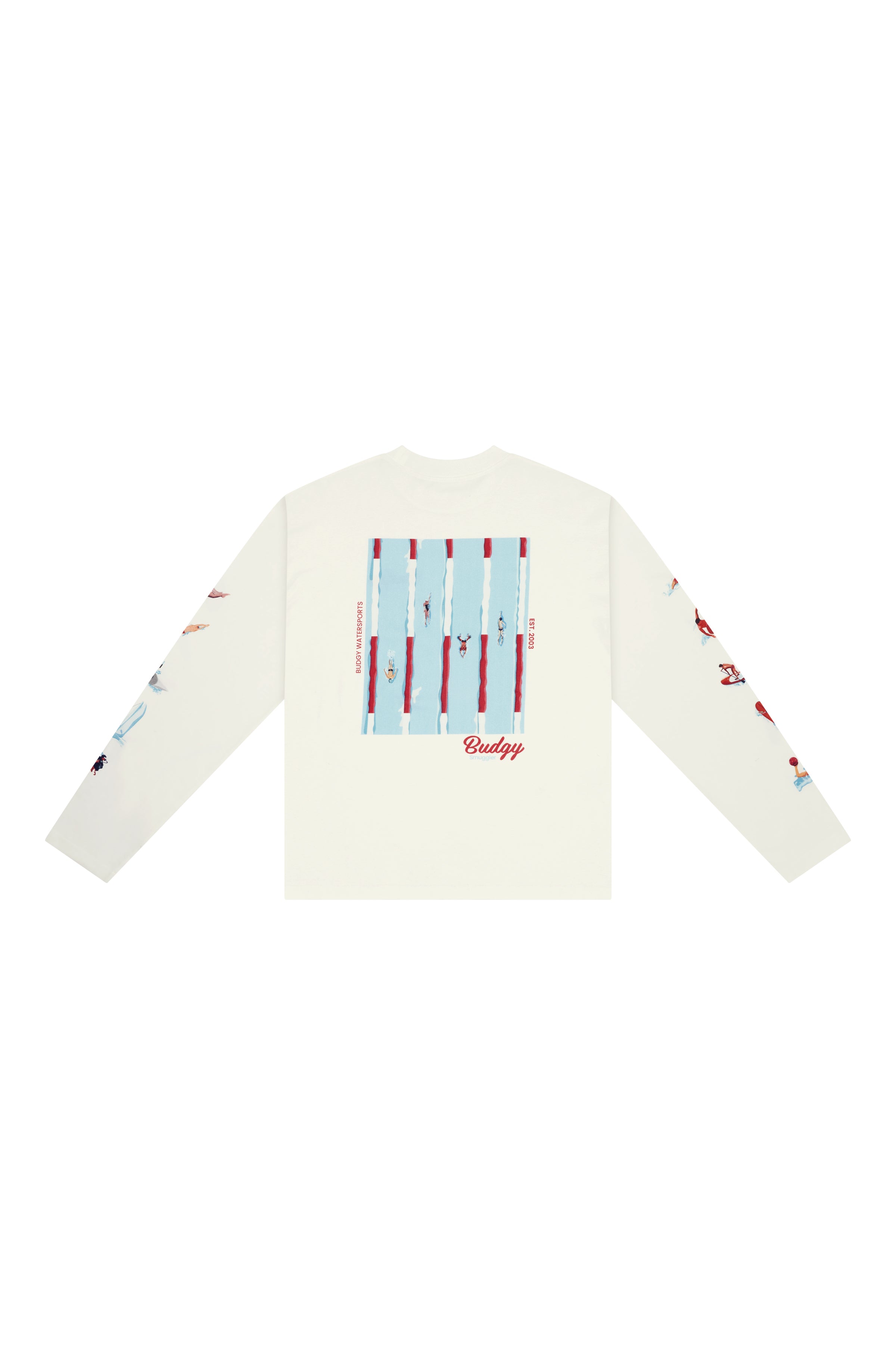 Weißes, übergroßes Langarm-Wassersport-T-Shirt
