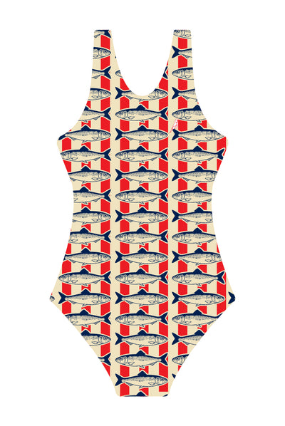 Une Pièce pour Filles en Poissons Rayés