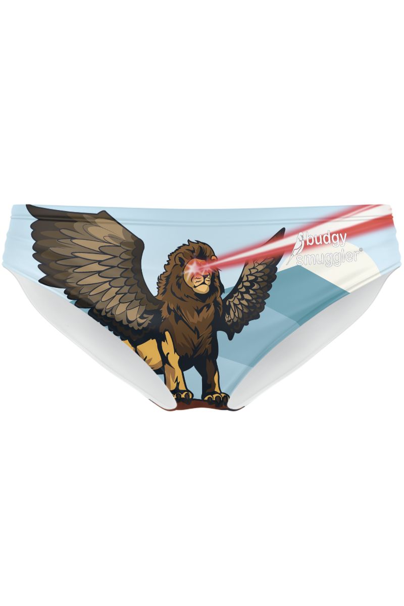 Griffon sur un rocher en train de tirer des rayons laser