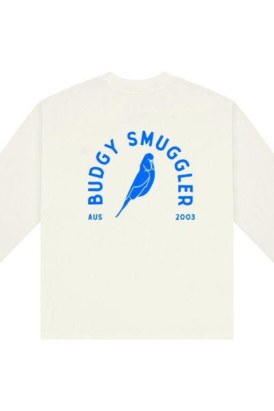 Budgy Logo Oversized Weißes Langarm-T-Shirt