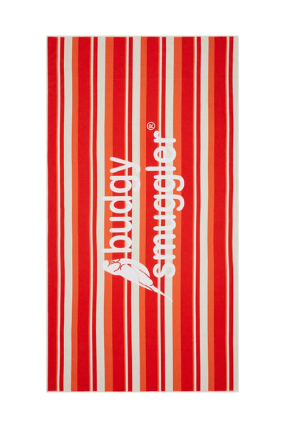 Serviette de Plage Double Face en Orange Stripes | Logo Central