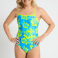 One Piece with Thin Straps in Blue Hibiscus