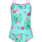 One Piece with Thin Straps in Blue Flamingoes