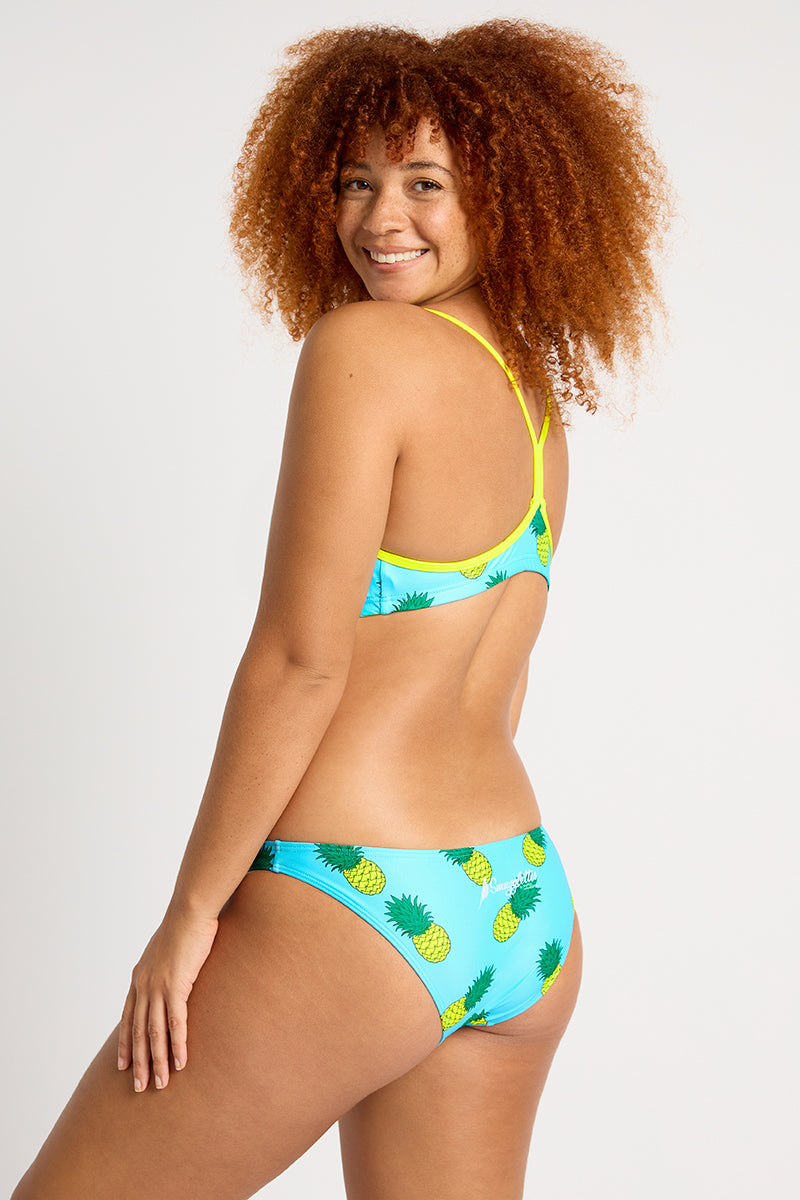 Bikini Hose "Shelly" mit blauem Ananas Muster