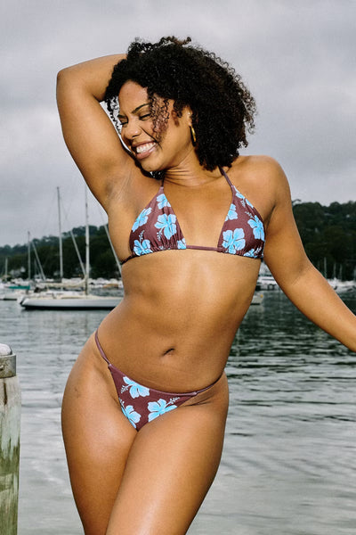Haut Triangle Tallow en Hibiscus Marron et Bleu