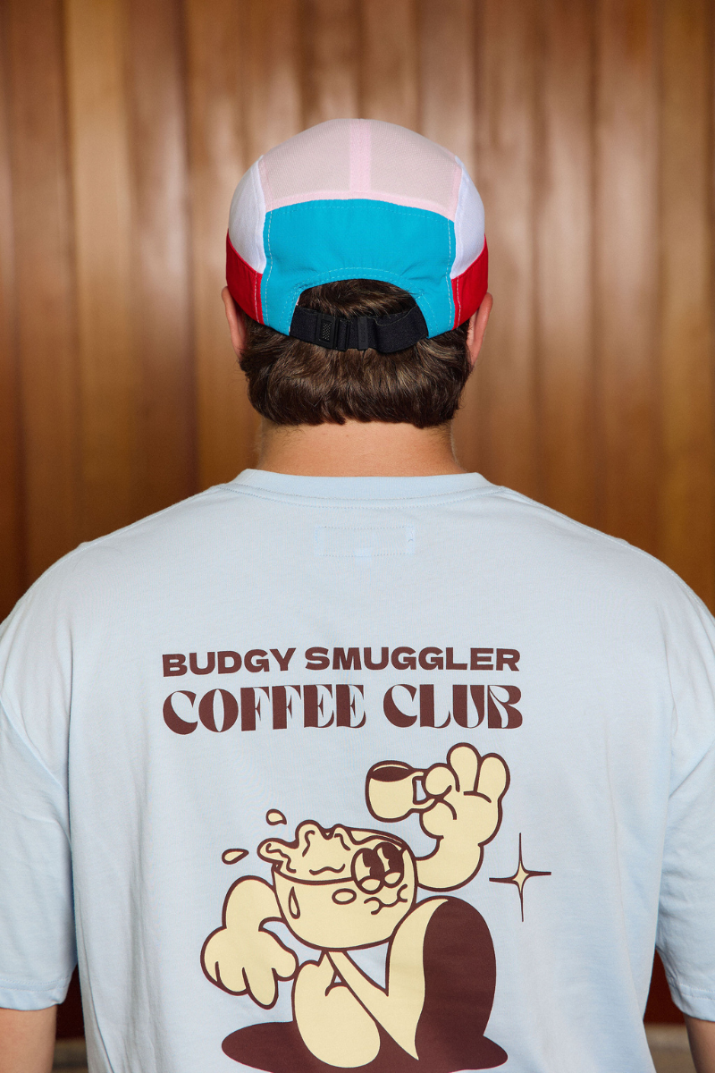 Laufkappe in Rot, Weiß, Rosa und Blau