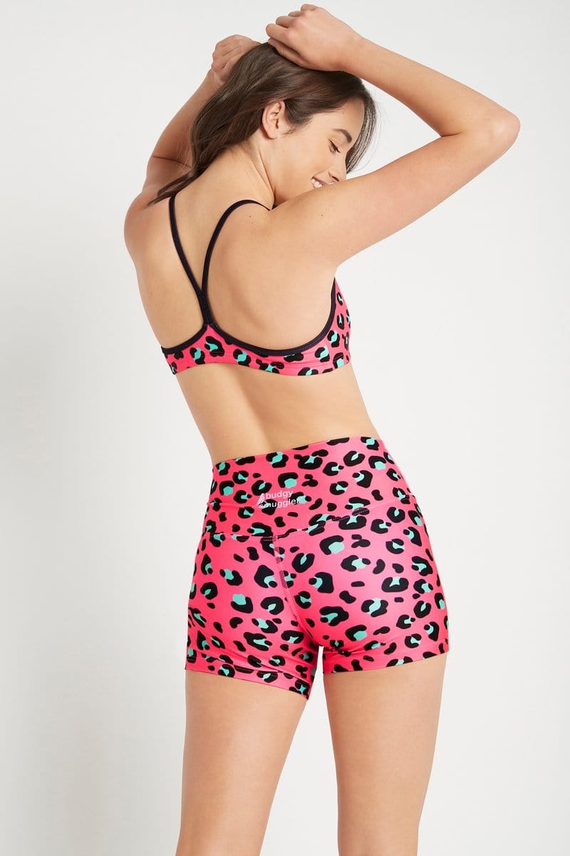 Booty Shorts in neon pinkem Leopardenmuster