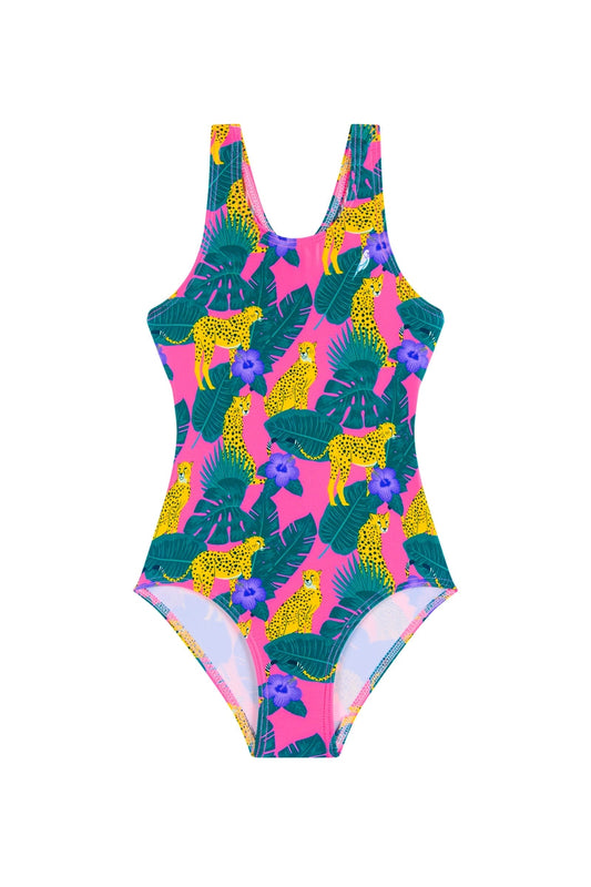Badeanzug für Mädchen mit Geparden Muster