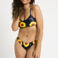 Bikini Top "Freshwater" mit schwarzem Sonnenblumenmuster