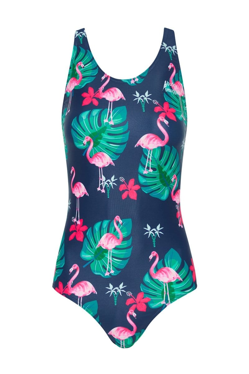 Badeanzug "Thick Strap" mit Flamingo Muster