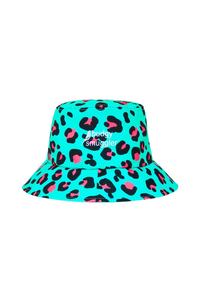 Anglerhut mit neon blauem Leoparden Print