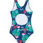 Badeanzug für Mädchen mit Flamingo Muster