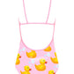 One Piece with Thin Straps in Pink Ducks